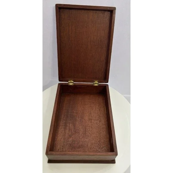 Vintage Wooden Jewelry Keepsake Trinket Box Floral Grandmacore Cottagecore 7"x5" - Picture 2 of 10